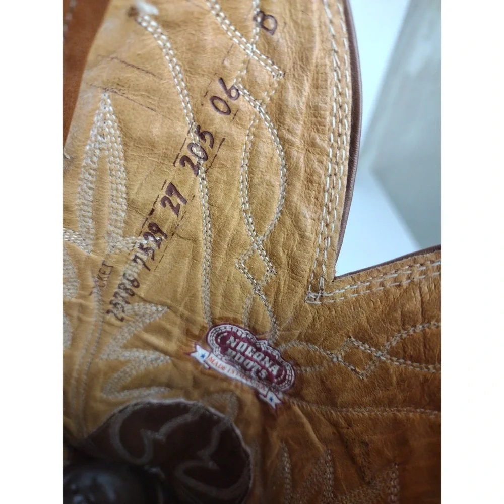 VTG WOMENS NOCONA COWBOY SQUARE SNIP TOE BROWN BOOTS SIZE 6 B MODEL 7529